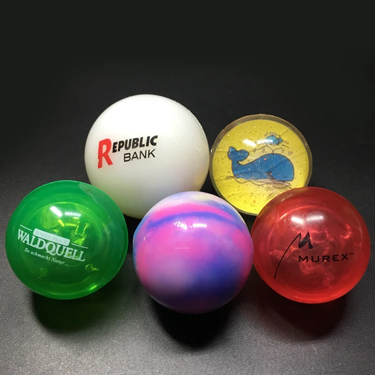 Customized Printed Led Bouncy Ball Kids Toys Mini Led Rubber Bouncy Balls With Flashing Light Flashy Round Bouncing Rubber Ball