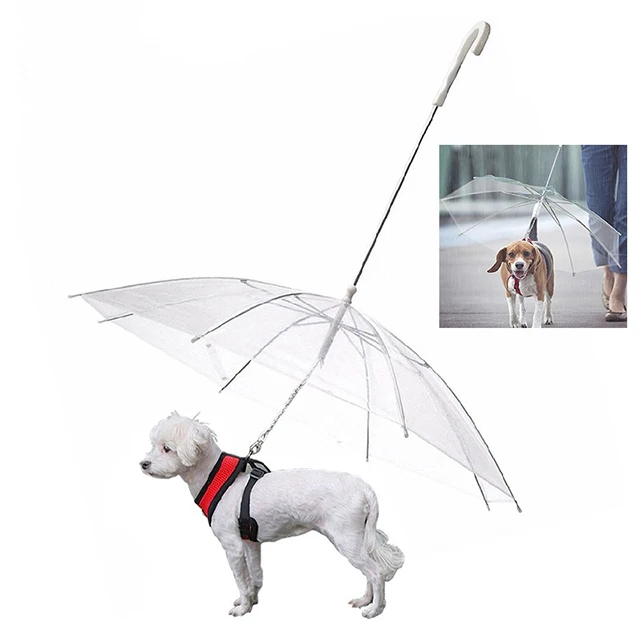 High Quality Waterproof Transparent Pet Dog Umbrella with Leash