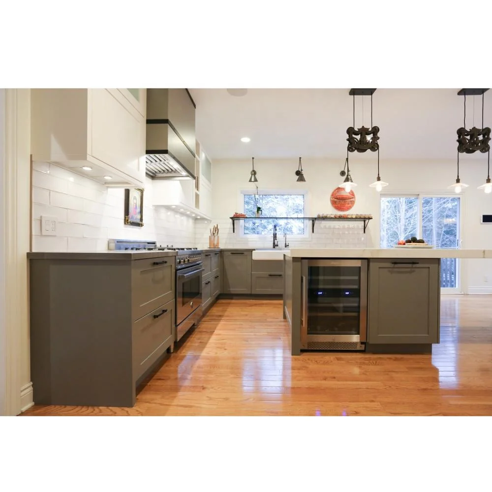 NICOCABINET L-образный серый белый ламинат плита МДФ кухонный шкаф с островом