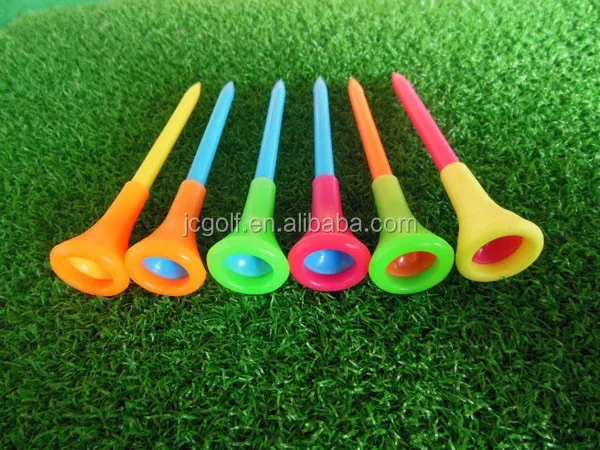 70mm plastic golf tee With colorful Large Rubber Cushion Top