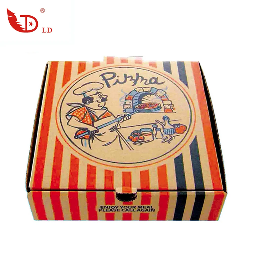 LD China manufacturer wholesale 6/7/8/10/12/14/16 inch personalized custom printing corrugated rectangular pizza box