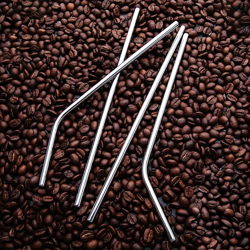 Carry bag packing 3 pcs stainless steel drinking straw metal boba straws with cleaning brush