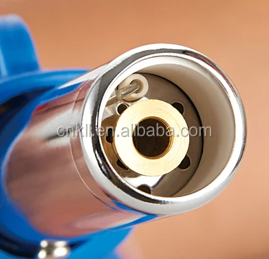 Tube Chrome Plated Supplier Direct Refillable Reusable Butane Fire Gun Kitchen Lighter KLL-8812C Automatic Piezo Screw Brass