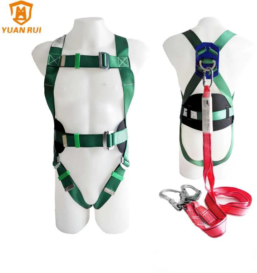 
full body safety belt harness with lanyard shock absorbers ce certificate high quality 