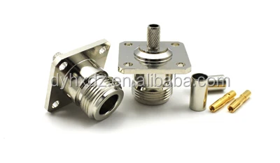 RF Coaxial Connector N Square Flange Jack Receptacle 4 holes mount panel