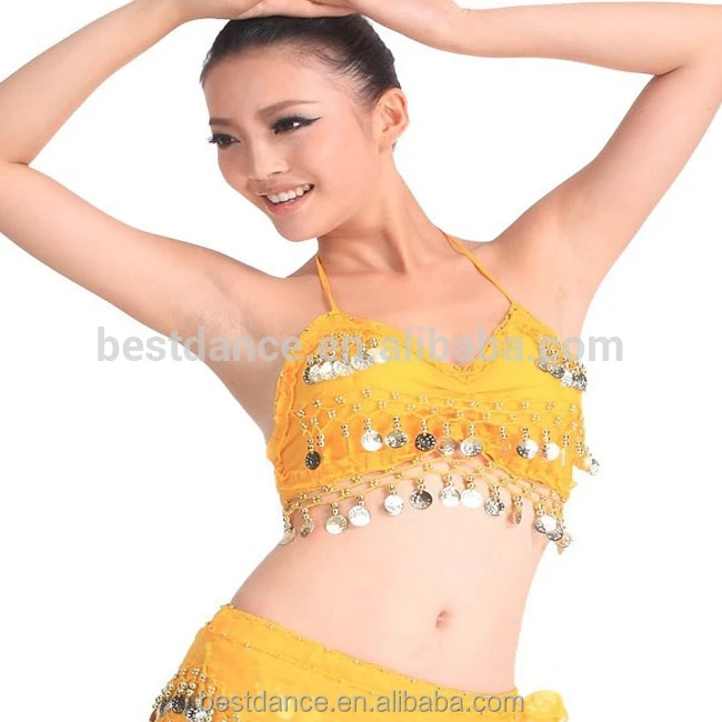 BestDance women belly dance chiffon bra tops indian belly dancing sexy coins bra tops