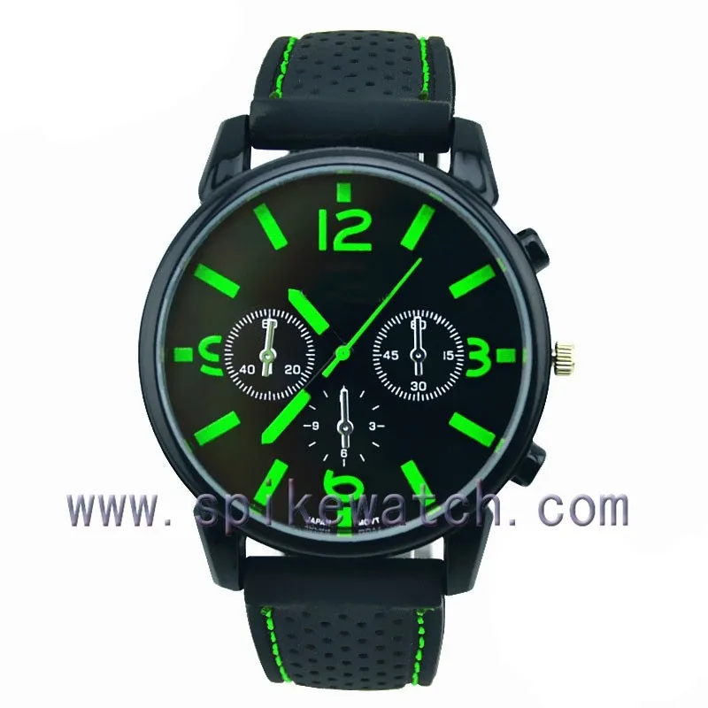 Black color yellow color dial silicone rubber band sports men watch chinese promotional items