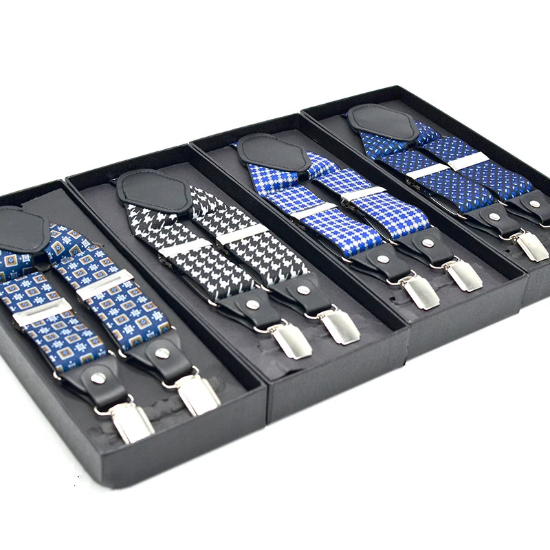 3,5 см Ширина подтяжки для 4 клипы Щепка металла мужские подтяжки индивидуальный логотип формальный стиль оптом по низкой цене