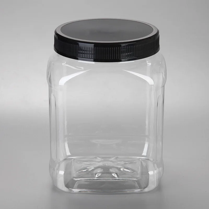 Plastic Square Bottle Food Grade Cookie Packaging Candy Jars