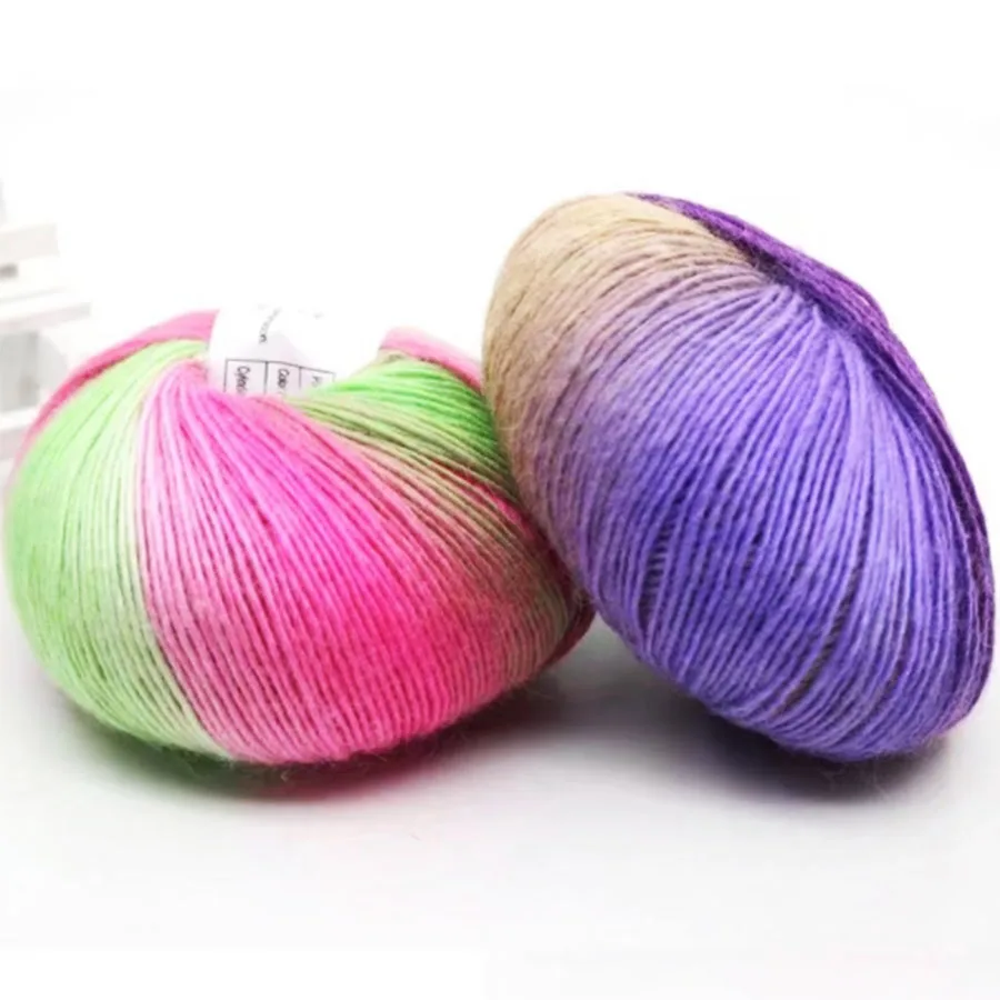 wholesale mohair yarn rainbow yarn colorful 100% wool yarn for baby hand knitting