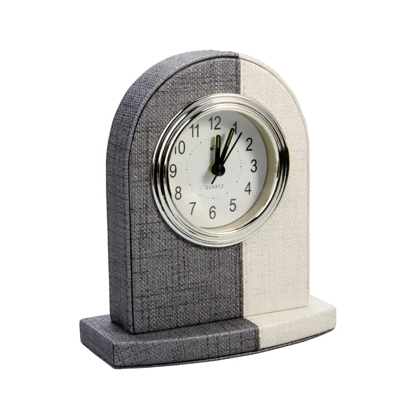 Factory Custom High Quality Office Hotel Fabric Table Pu Leather Desk Alarm Clock