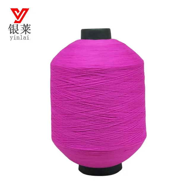 Recycled 100% polyester yarn made from pet bottle flakes fiber close virgin yarn