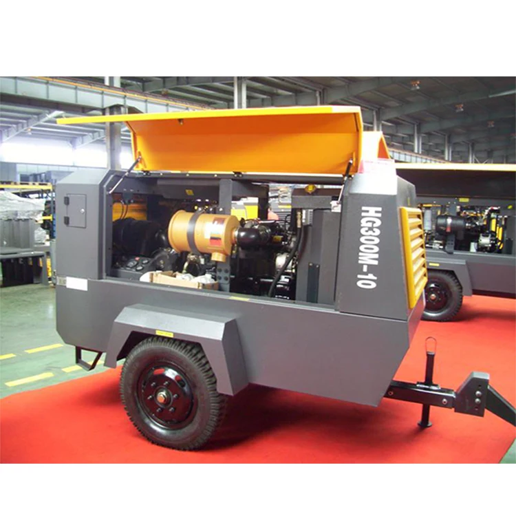 Hongwuhuan HG300-10 10bar 300cfm mobile diesel engine drive screw air compressors