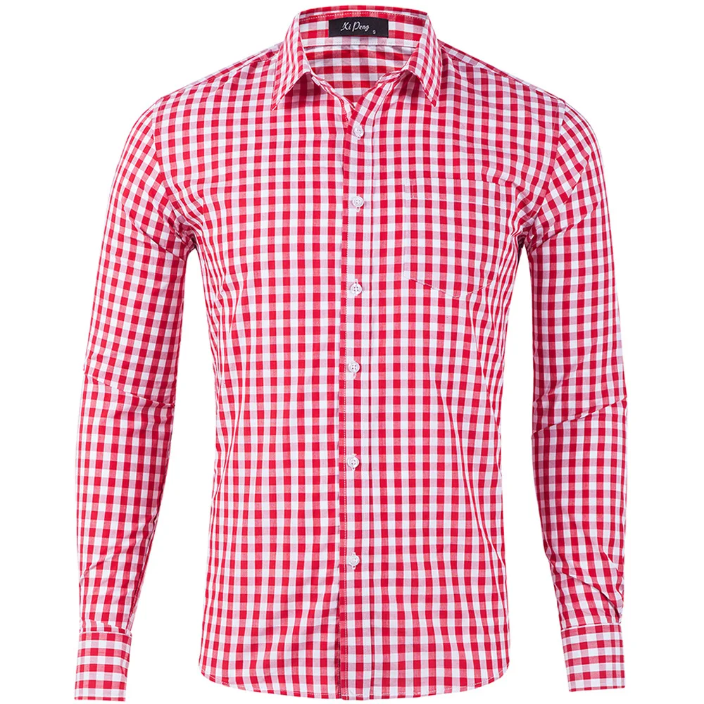 Hot selling men small plaid cotton dress shirt with wholesale price
