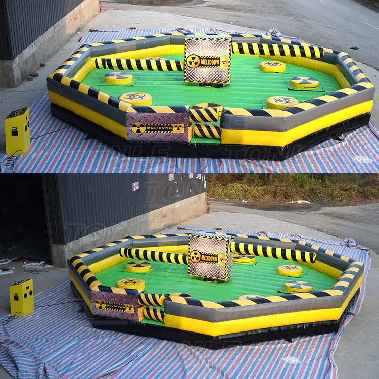 most popular adult kids Inflatable sweeper eliminator inflatable wipeout toxic meltdown game for sale