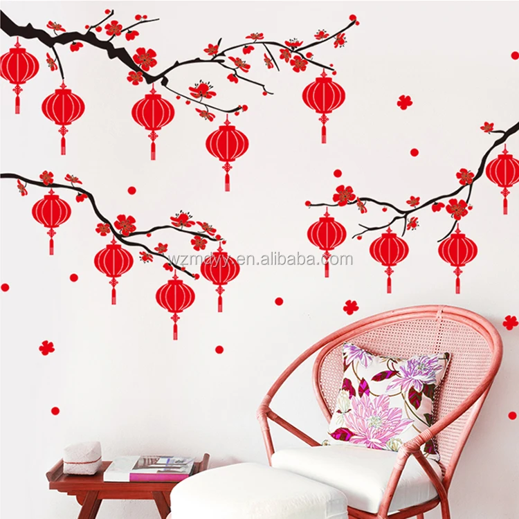 
 Китайские наклейки с Новым годом, цитаты, новогодние наклейки на стену, декоративные наклейки на стену, Китай, оптовая продажа  