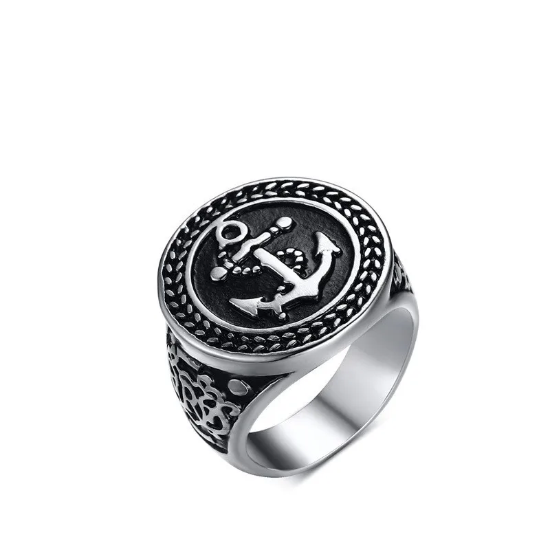 MaxhenR49 fashion stainless steel casting punk Navy rings for man