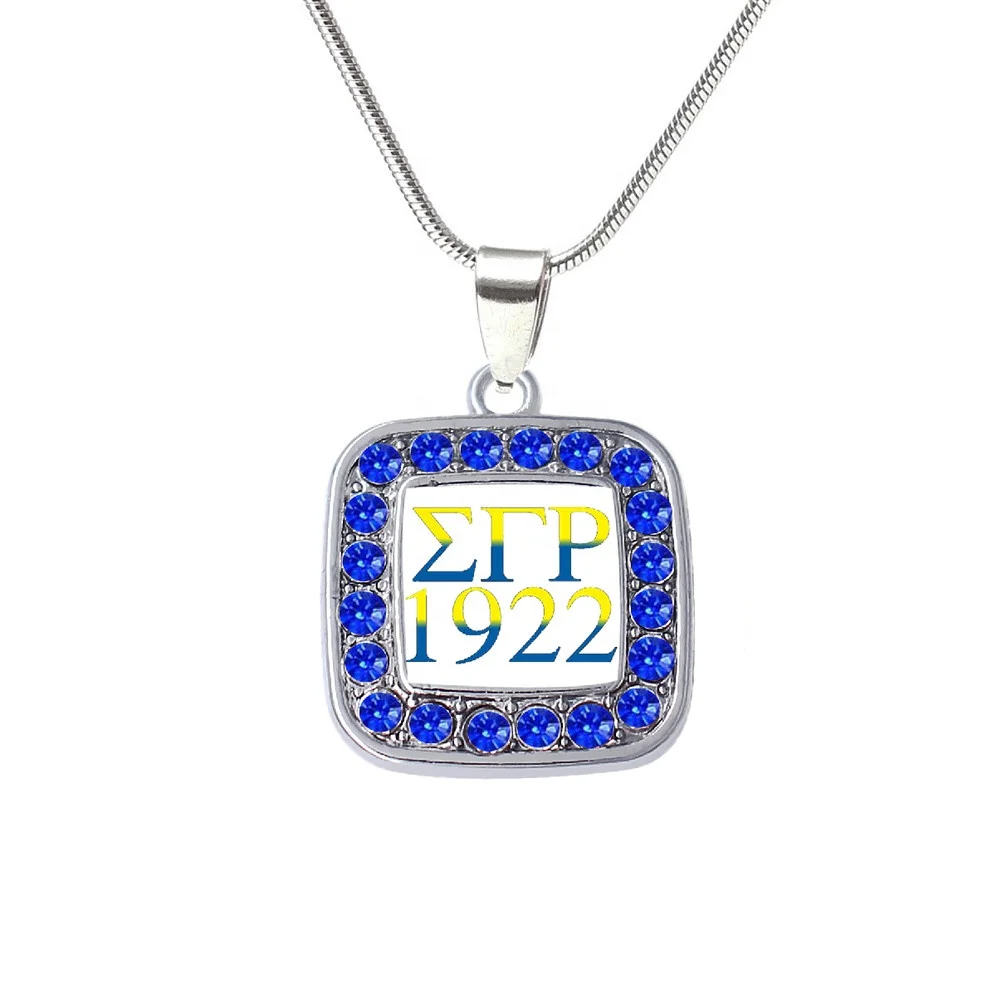 Eco friendly Alloy Sticker Sorority Since 1922 Sigma Gamma Rho Necklaces SGRHO Poodle Label Jewelry For Women Girls