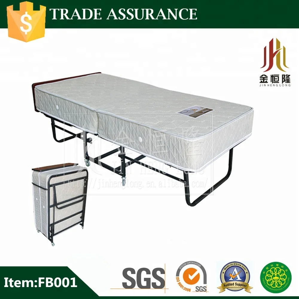 Bedroom used Single metal folding bed with wheels