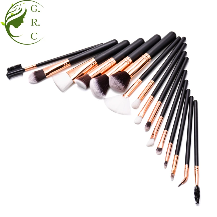 Small order acceptable gradient Synthetic hair cosmetic brushes halal makeup brush private logo label 16 piece makeup brush set