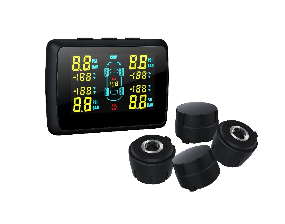 4 External & Internal Sensor Temperature Real Time Digital Display Alarm Car Tire Pressure Monitor System