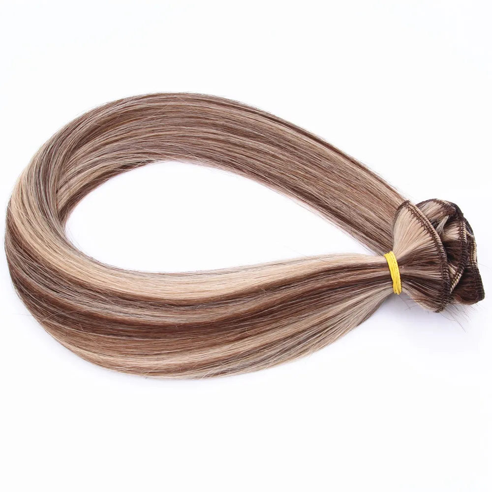 
Virgin Remy Cuticle Aligned Hair Extension Human Onbre Clip In Russian Hair Extensions 