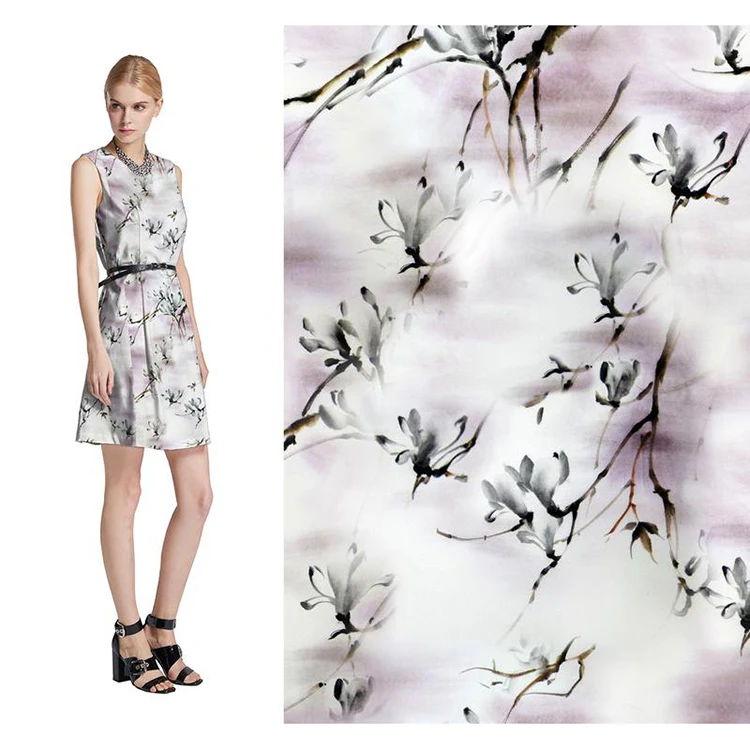 
Custom Printed 100% Cotton Sateen Fabric For Women Dress 