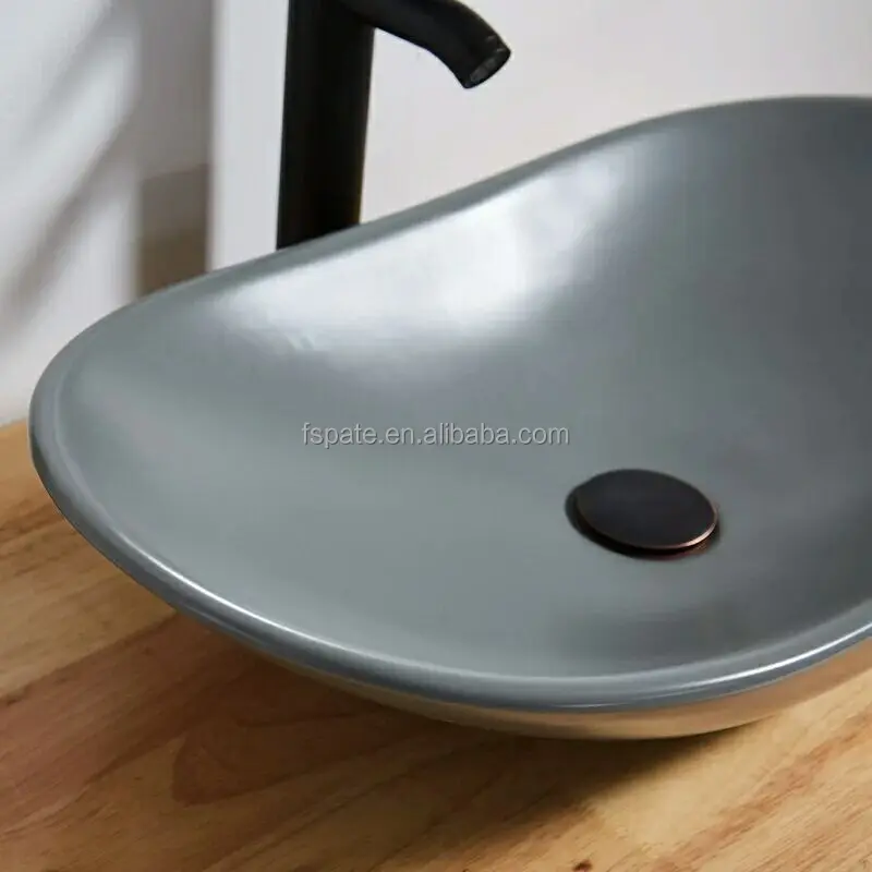 7811AH Vessel shape Grey lavatory wash basin bathroom vanity Concrete shampoo sink