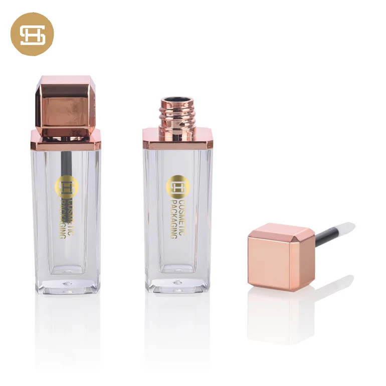Пользовательский пустой пластиковый уникальный жидкий тюбик для губной помады контейнер для блеска для губ с кисточкой