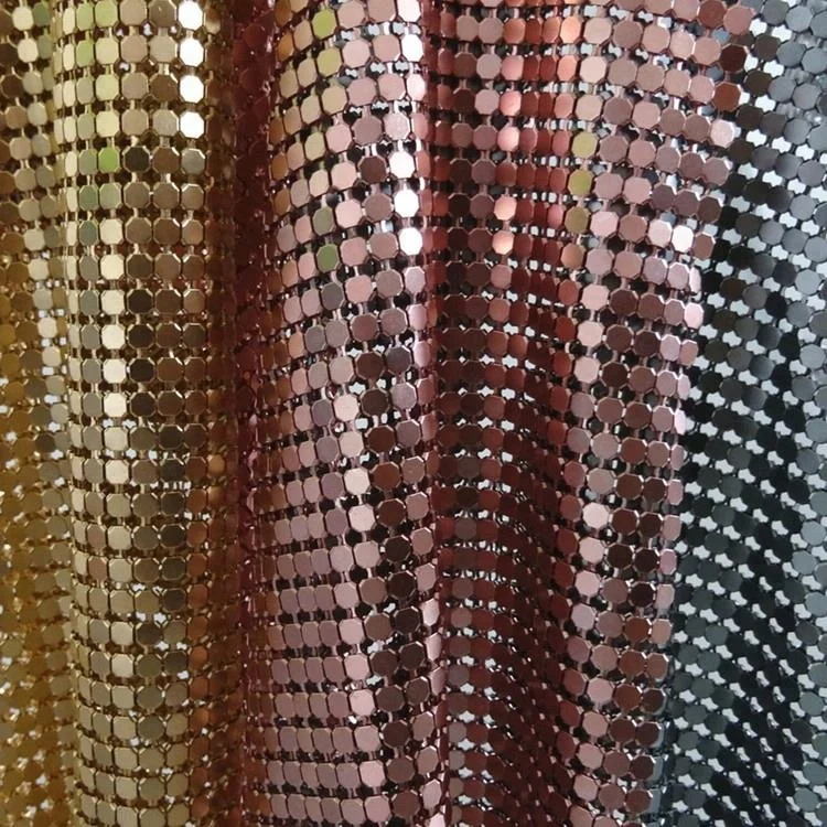 Silver sequin metallic/aluminum metal mesh fabric
