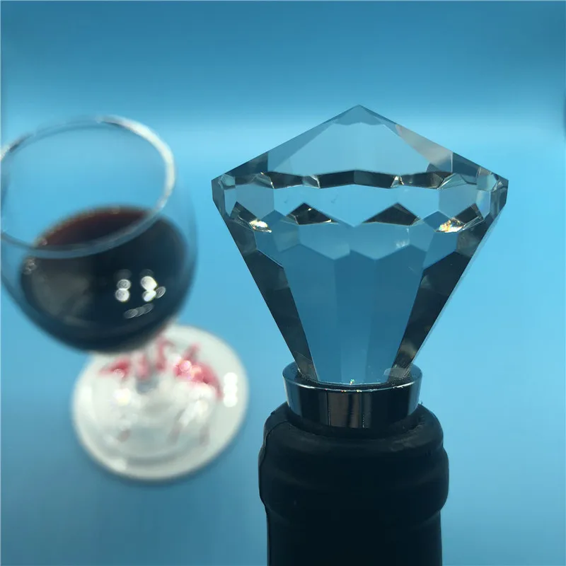 Wholesale new design crystal glass diamond wine bottle stopper