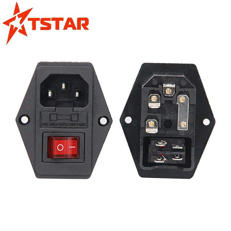 10A 250V Inlet Module Plug Fuse Switch 3 Pin ON/OFF Power Socket IEC320 C14 for game machine accessories