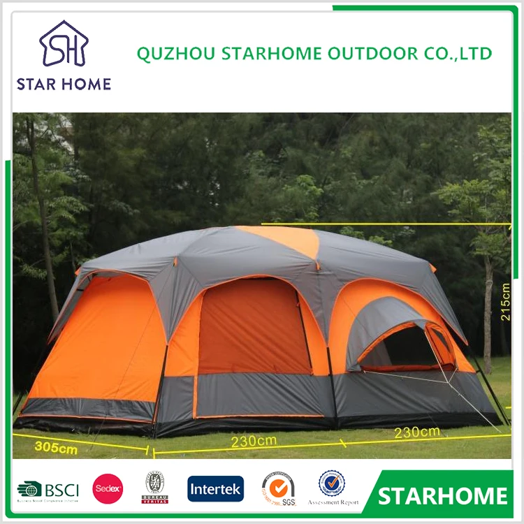 OEM 5 -8 people Iron pole big outdoor double layer 215cm height party family camping tent