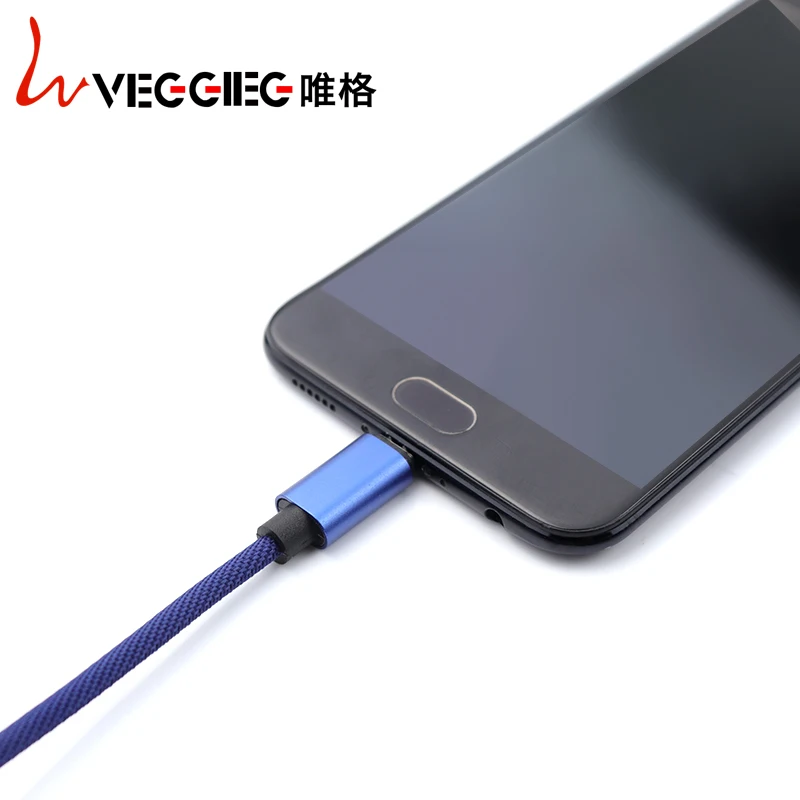 Nylon Braided Fast Charger Cord Charging Cable USB C Cable Mobile Phone Type C Devices Charger 1 Pcs Blue Copper+pvc Micro-usb