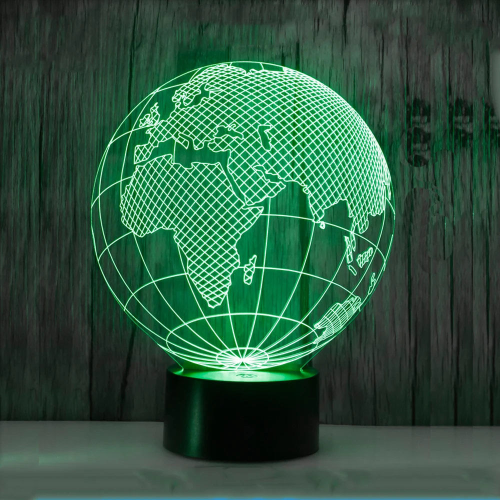 3D Optical illusion Night Light Lamp Globe Micro USB ABS Base Motion Sensor Light
