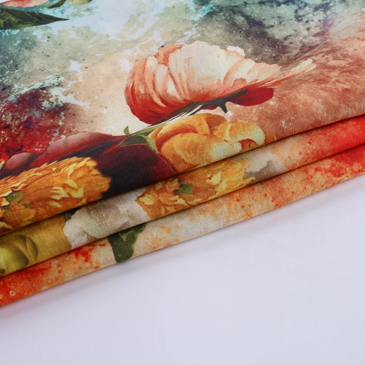 Мягкая на ощупь ткань из 100% искусственного шелка с цветочным принтом для красивого платья