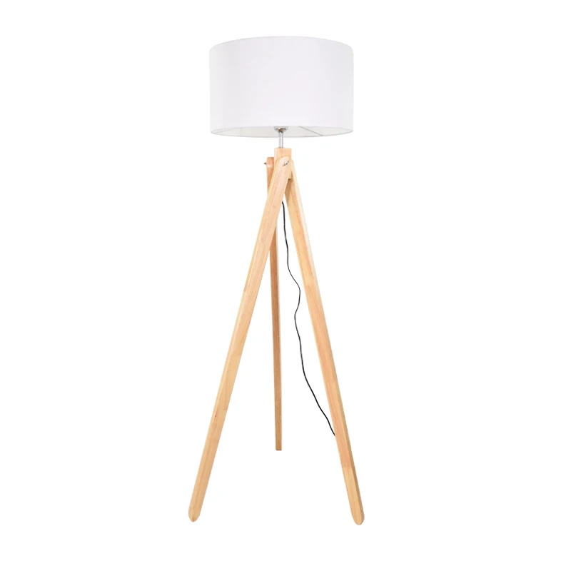 FSC factory new design wholesale high quality living room decor wooden modern tripod standing floor lamp