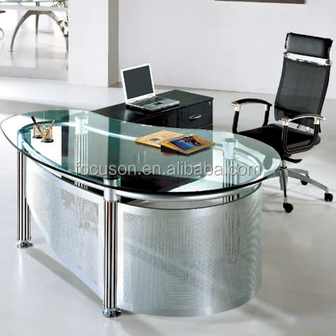 FKS-HD-ED022 Modern glass top office desk