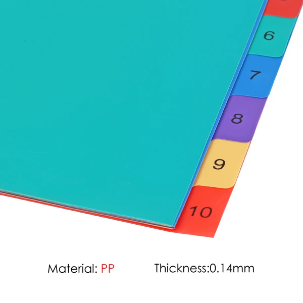 A4 Color Numeric PP Index Divider