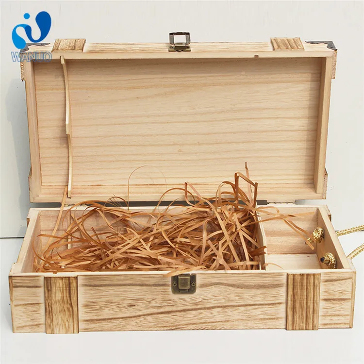 WanuoCraft 2 Bottles Paulownia Handmade Wooden Wine Storage Crate Box Wine Bottle Wood Box