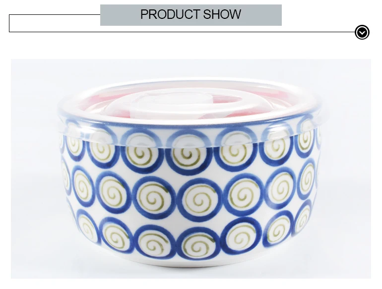 Reusable Ceramic Fresh Preservation Fruit Bowls Stoneware Food Bowl With Lid Or Plastic Cover