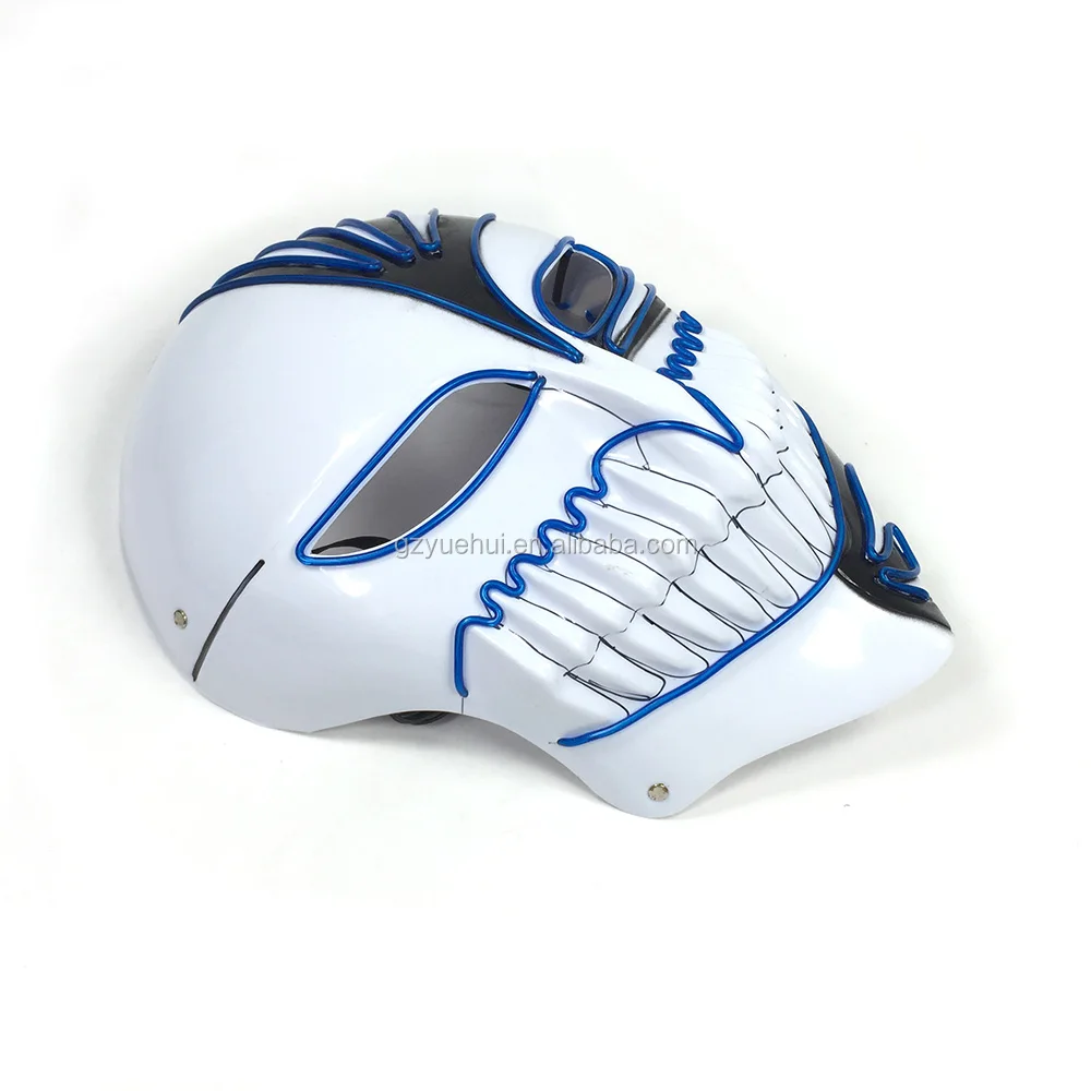 Wild Party Props Led Neon Strip Death Anime Character Mask Kurosaki Ichigo Cosplay Mask EL Illuminated Cartoon Theme Accessory