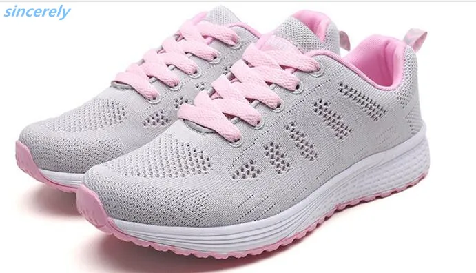 
dropshipping outdoor casual sport jinjiang shoes breathable light lace up running knitted students fashion sneakers women shoes 