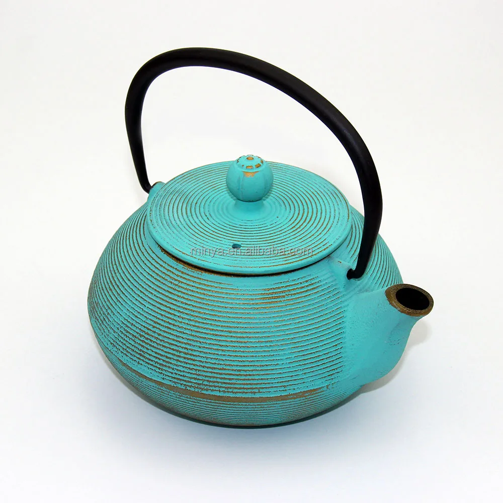 
colored enamel antique japanese cast iron teapot tea kettle 