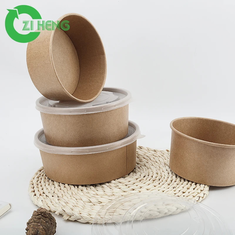 Eco friendly disposable custom logo printed take away soup bowl craft 250ml-1500ml