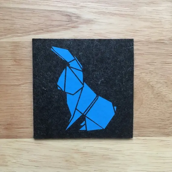 Geometric Animals Fox Hare Hedgehog & Squirrel Felt Drink Coaster as a Stylish Felt Holder