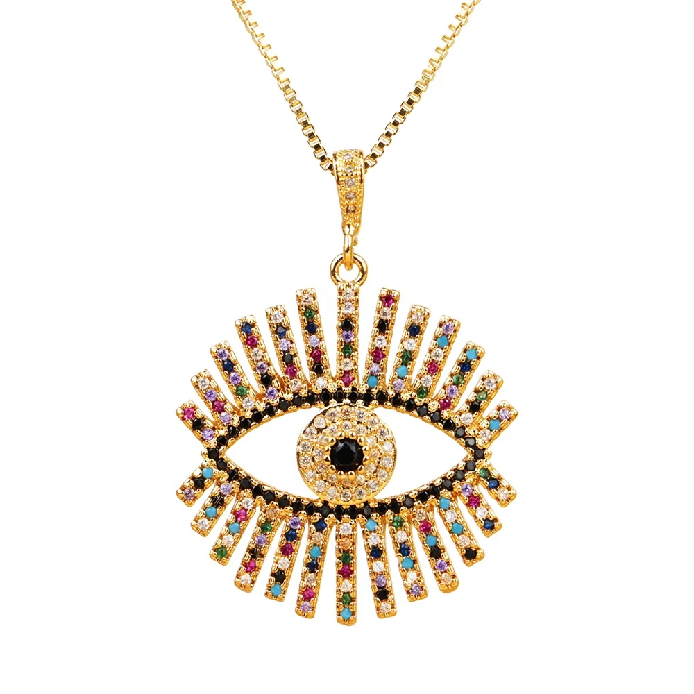 LS-S712 кольцо 18k, позолоченное золото заполнены цепи Драгоценности с кубическим цирконием, подарок на день Святого Валентина Любовь Пара кулон зла глаза ожерелье