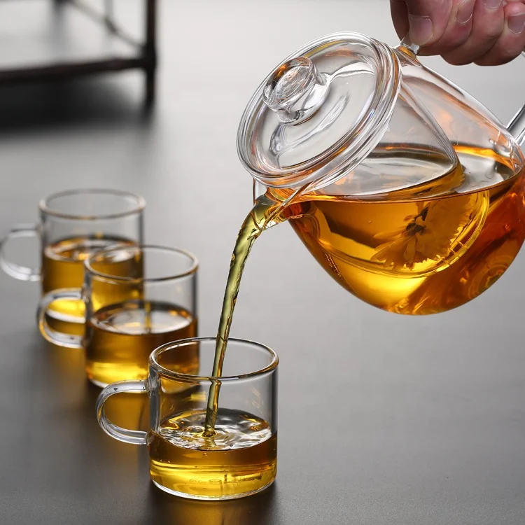 japanese borosilicate direct file heat resistant blooming tea glass teapot with infuser