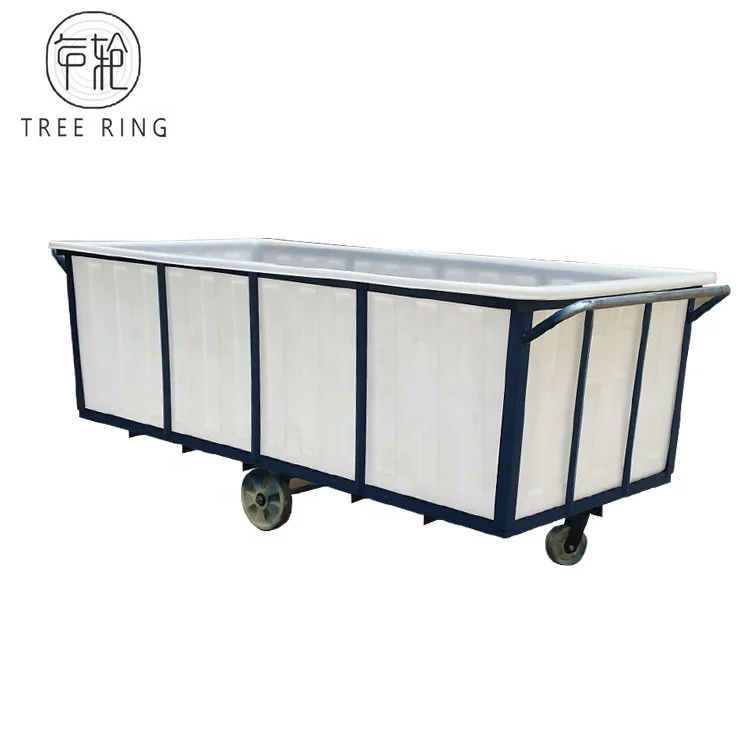 Big Volume 2500L Poly Plastic Tank Handle Trolley Carts With Wheels Fro Wet Fabric Textile Industrial