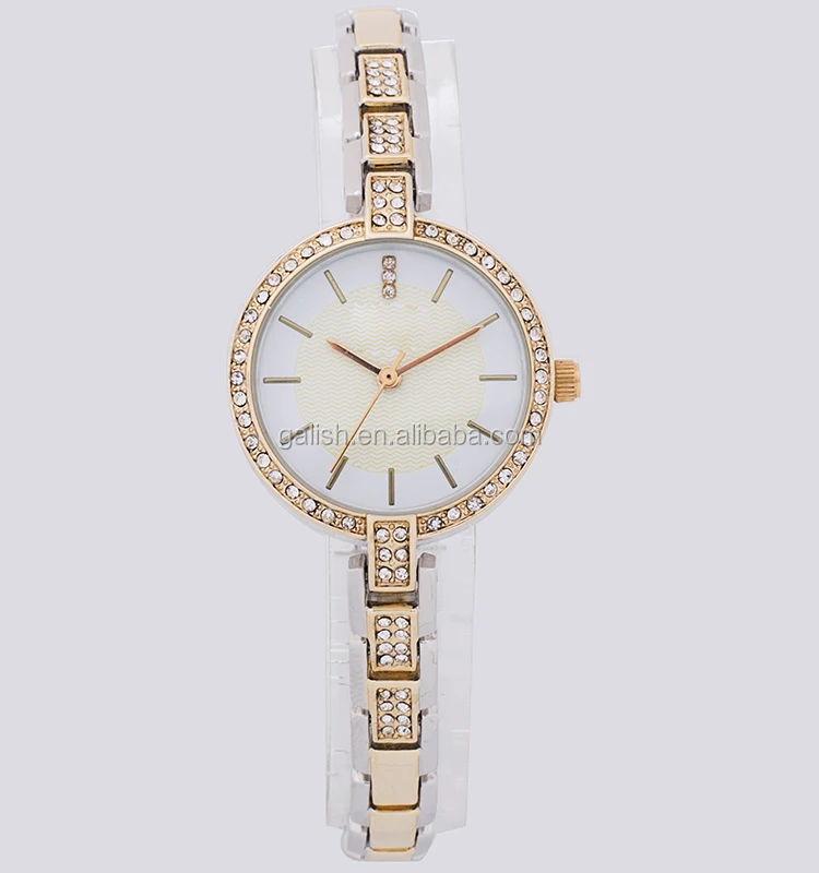 Chinese manufacturer Japanese movt quartz watch stainless steel back alloy water diamond watch
